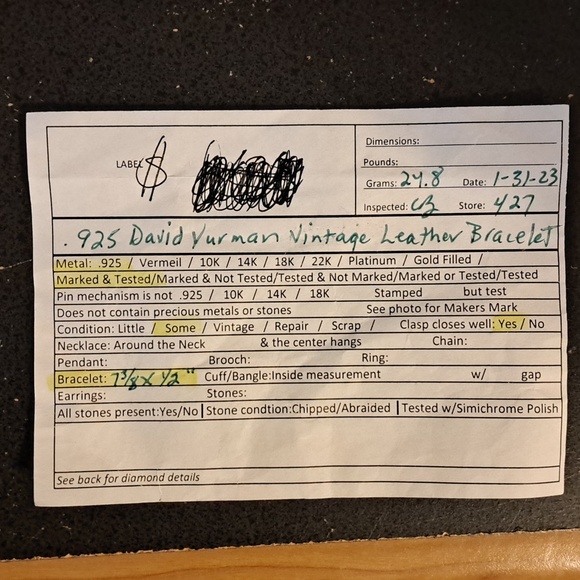 David Yurman .925 Sterling Vintage Leather Bracelet - Picture 11 of 11